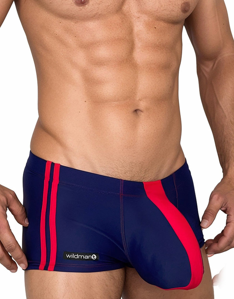 WildmanT Monster Cock Swim Square Cut Navy/Red